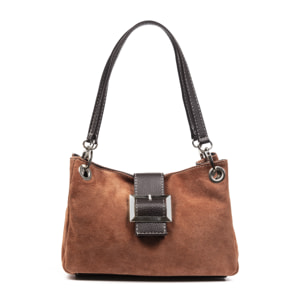 Aicurzio Borsa a spalla Donna. Pelle autentica Camoscio Dollaro