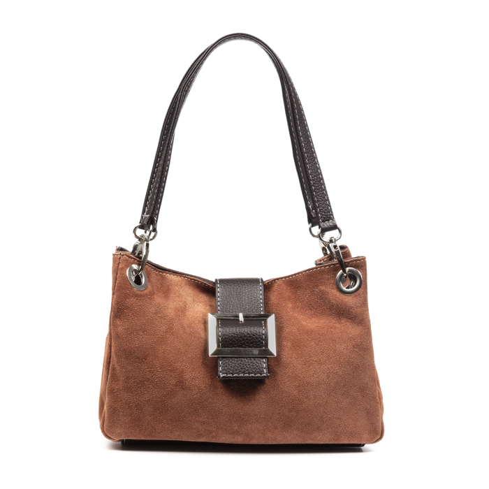 Aicurzio Borsa a spalla Donna. Pelle autentica Camoscio Dollaro