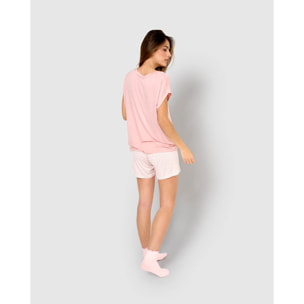 Pigiama corto in viscosa, rosa rubino