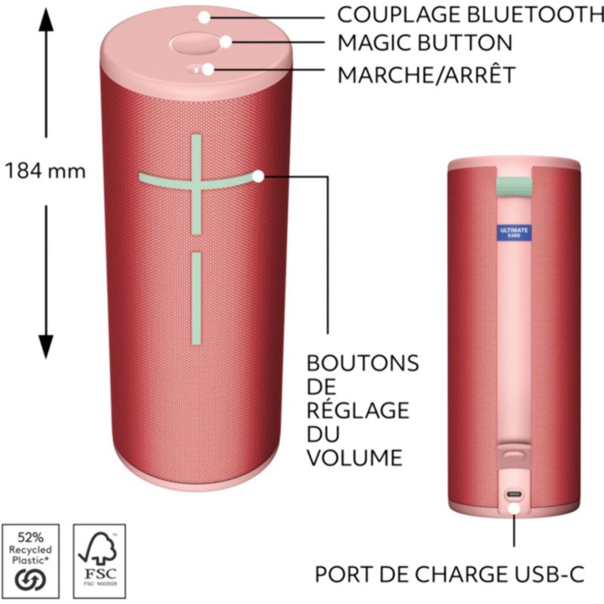 Enceinte portable ULTIMATE EARS Boom 4 Framboise