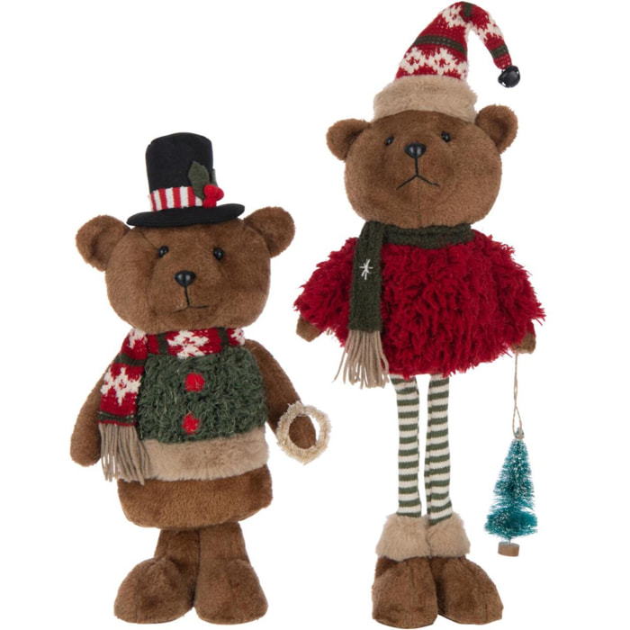 J-Line figurine Ours Habits D'hiver Téléscopiques - polyester - mix - 2 pcs