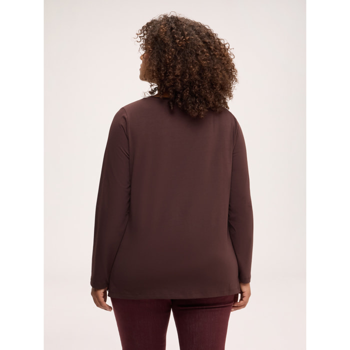 Fiorella Rubino - T-shirt in jersey di cotone Beautiful Time - Marrone