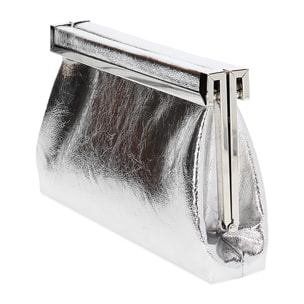 Clutch donna argento in laminato