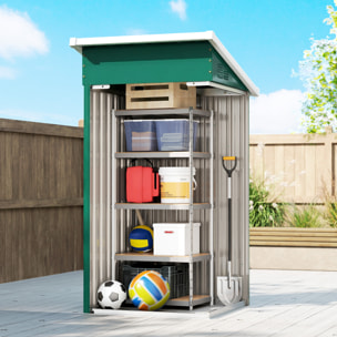 Caseta de Jardín Exterior 0,74 m², 107,5x91x185 cm, Cobertizo de Jardín Exterior Metálico con Techo Inclinado, Puerta con Cerradura y Ventilaciones para Almacenamiento de Herramientas, Verde