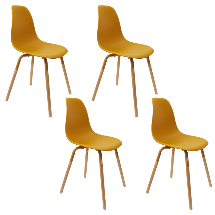 Chaise Scandinave Phenix Moutarde - Lot De 4