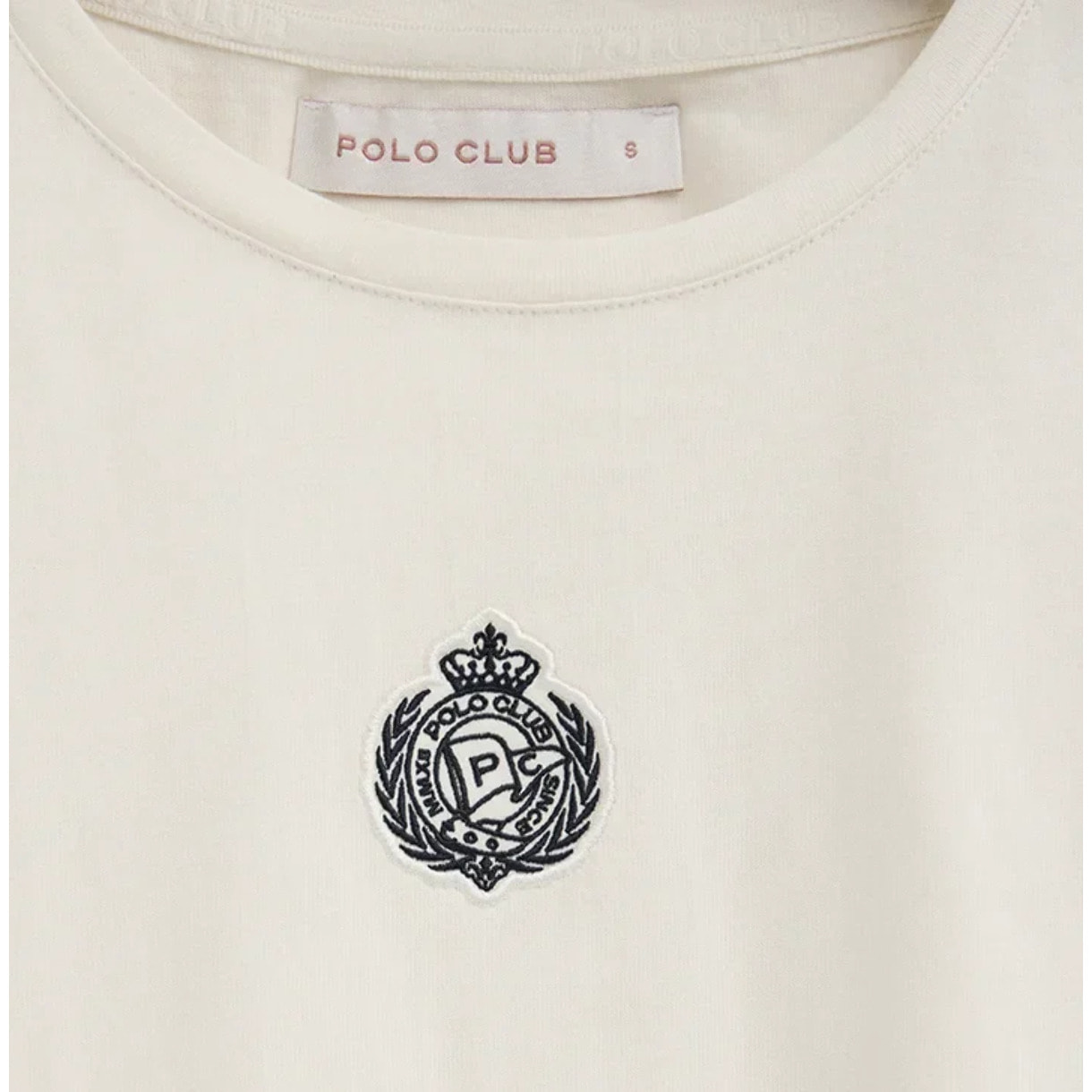 Maglietta ecrù a maniche corte con ricamo nautico Polo Club