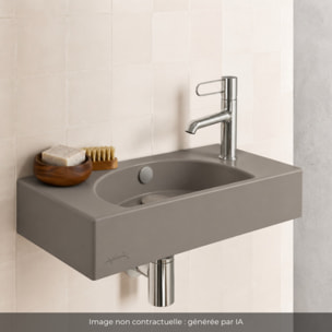 Lave-mains compact 50 cm Odéon Rive Gauche 1 trou de robinetterie à droite Brun sepia satiné