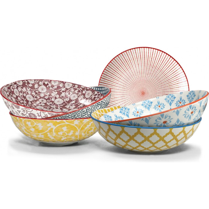 Lot de 6 assiettes creuses design 1, SABAE