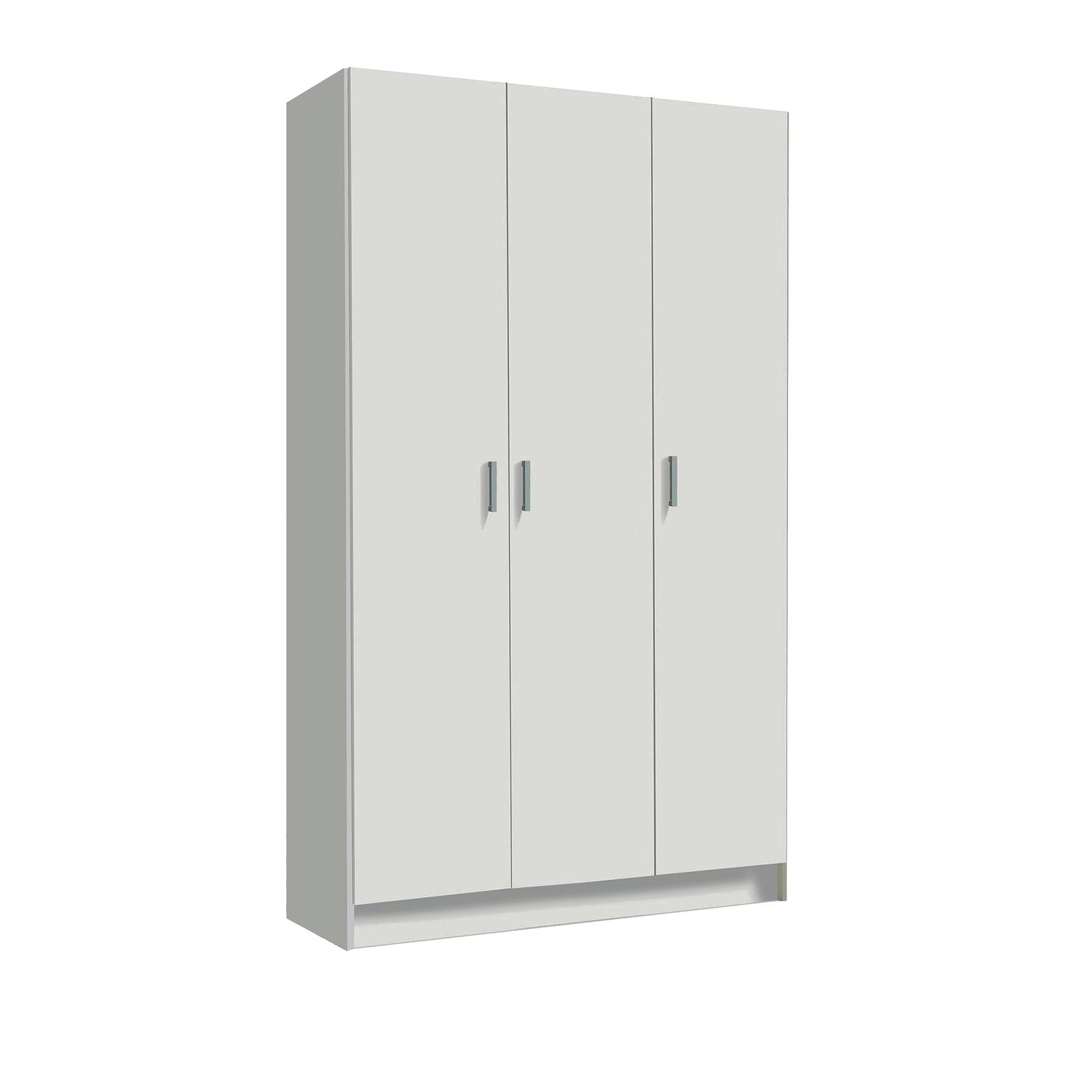 Armadio multiuso Beaumont, Mobile ausiliario a 3 ante, Guardaroba portascarpe, Guardaroba portascope, cm 109x37h180, Bianco