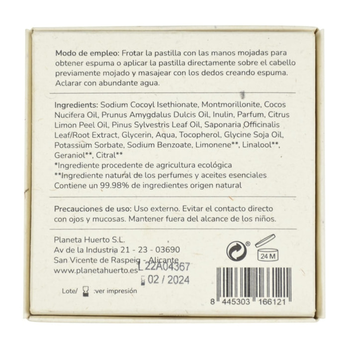 PLANETA HUERTO | Champú Sólido Reparador de Coco y Almendra 85 g – Nutrición Intensiva, Hidratación Profunda y Cabello Sedoso