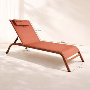 Lot de 2 chaises longues en acier inoxydable corail NAPOLI