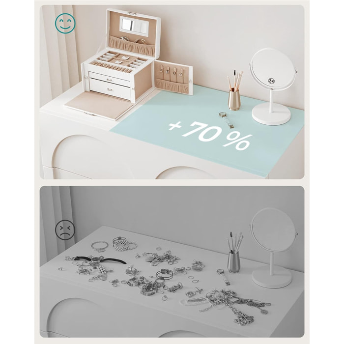 Portagioie e Cofanetto Trucco Bianco con Specchio e Mini Case
