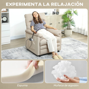 Sillón Relax Reclinable Eléctrico, con Calor Lumbar y Masaje Vibración, Sillón Masaje Relax, Motor Silencioso, Función de Memoria, Bolsillos, Control Remoto con USB, Tejido Pet-friendly, Beige