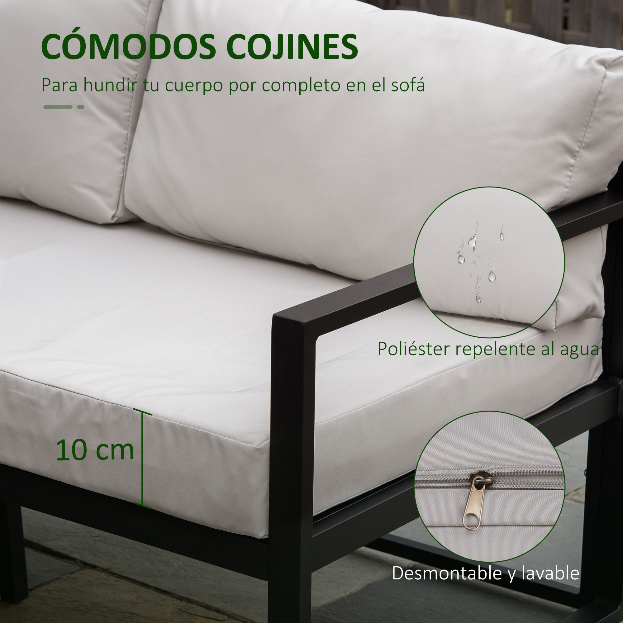 Conjunto de Muebles de Jardín 3 Piezas Mesa de Vidrio y Sofás 212x70x64 cm Negro