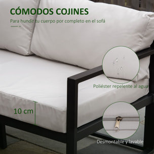 Conjunto de Muebles de Jardín 3 Piezas Mesa de Vidrio y Sofás 212x70x64 cm Negro