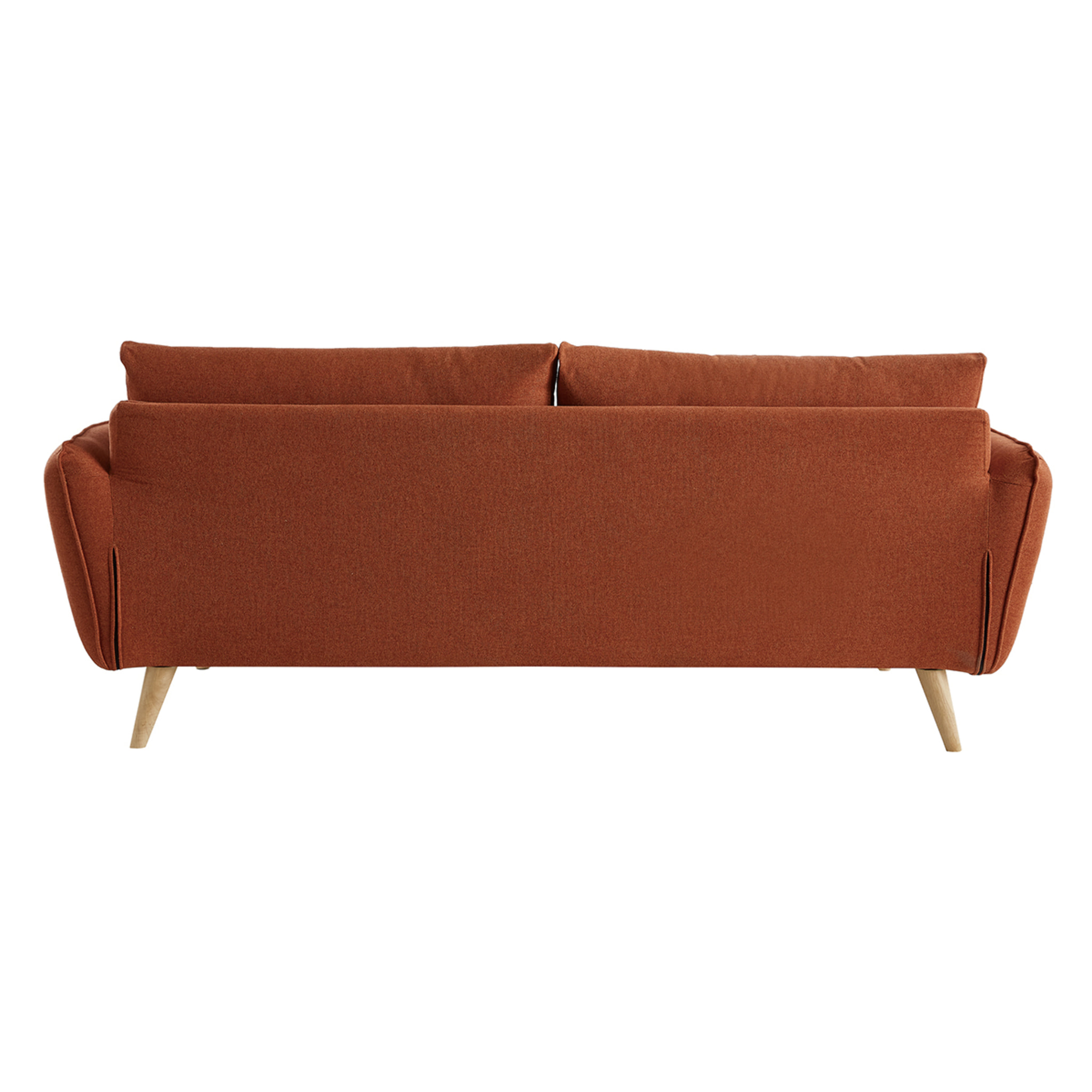 Canapé scandinave 3 places en tissu brique et bois clair CREEP