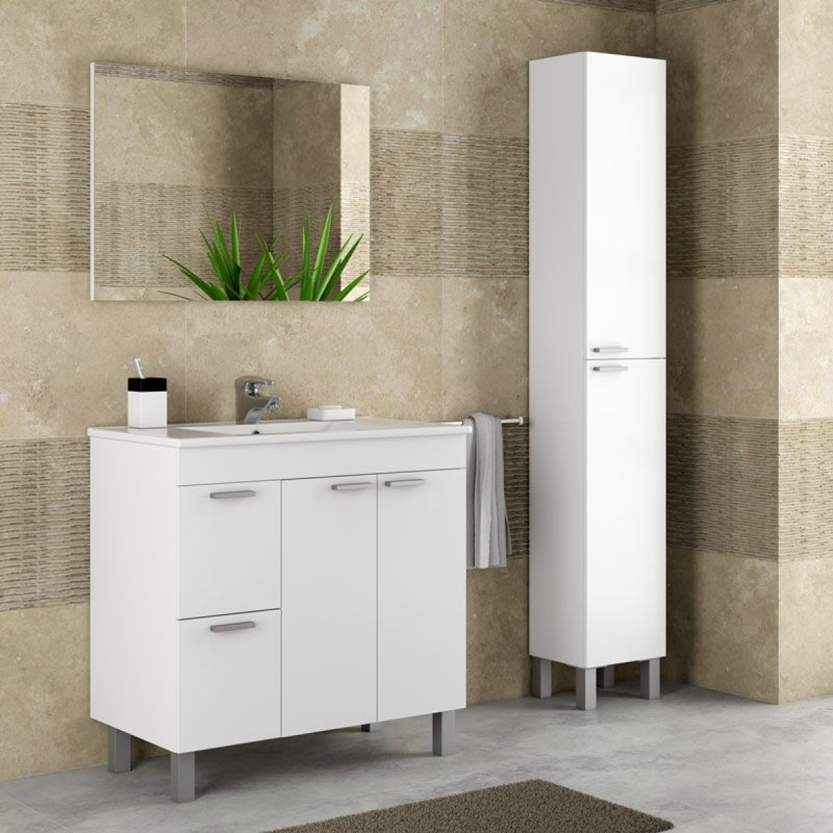 Columna de baño Koncept 2 puertas Blanco brillo