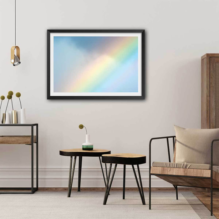 Affiche photo arc en ciel pastel Affiche + cadre en bois - Noir