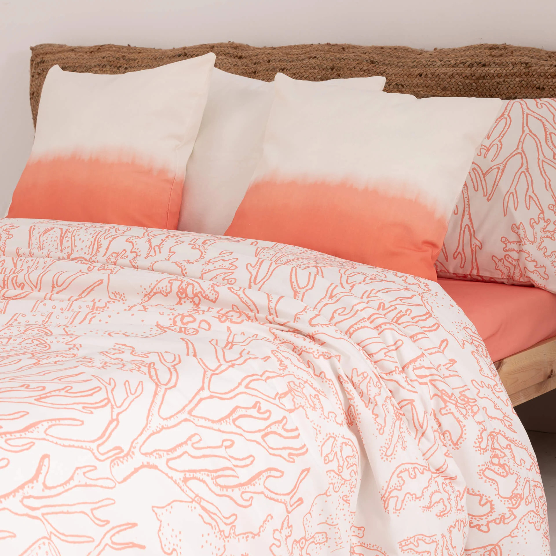 Housse de couette en 100% coton 157 fils Begur Corail