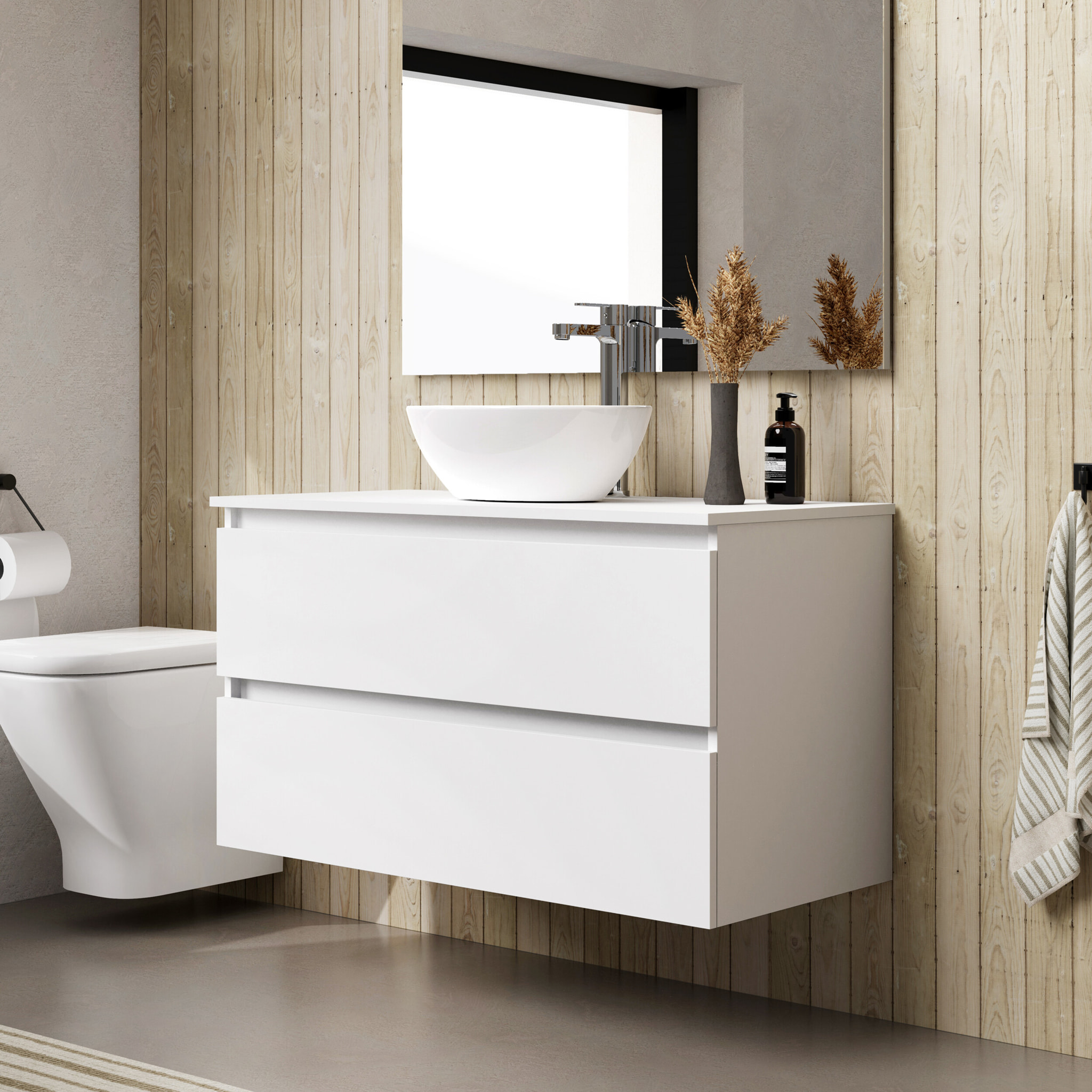 Conjunto de baño LILY SE, Alday, 100cm, Blanco Mate