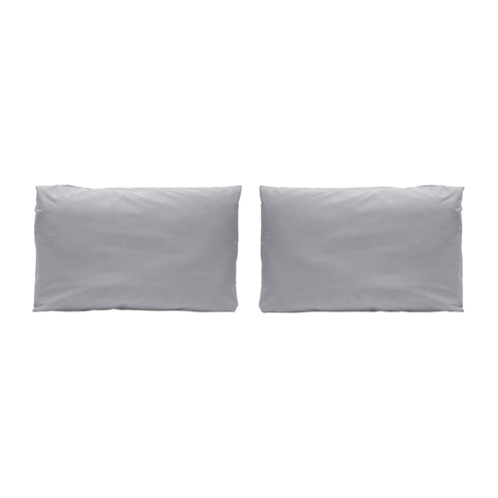 2 Taies d'oreiller PURE en coton percale - gris -