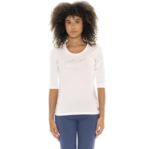 T-shirt donna a manica 3/4 in cotone elasticizzato Leone 1947 Braid