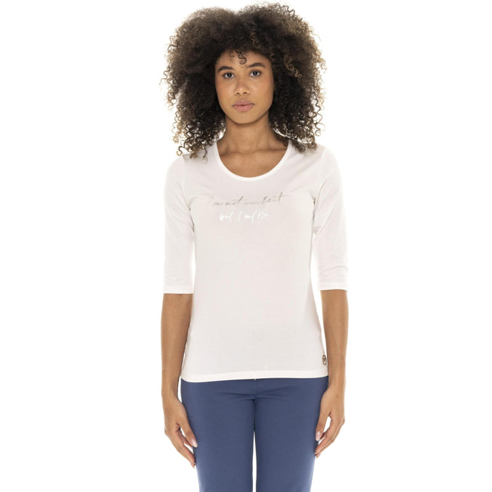 T-shirt donna a manica 3/4 in cotone elasticizzato Leone 1947 Braid