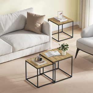 Set di 2 tavolini da salotto Nesting rovere e metallo nero