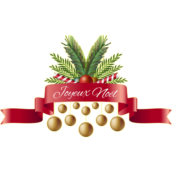 Sticker Noël ruban Joyeux Noël - Autocollants stickers adhésifs noël - décoration fêtes