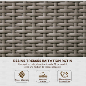 Jardinière avec treillis haut dim. 103L x 29l x 103H cm résine tressée PE aspect rotin gris