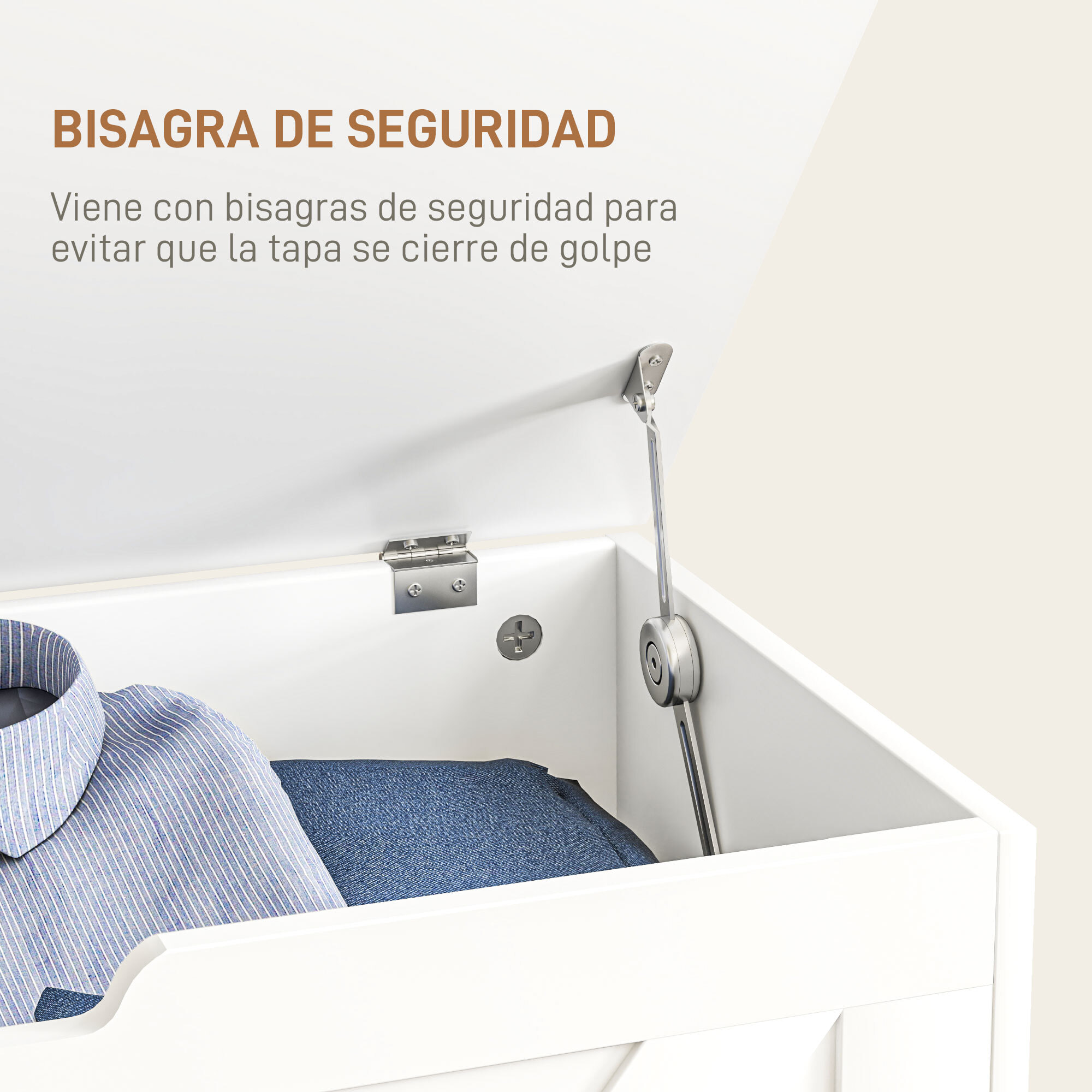 Baúl de Almacenaje para Dormitorio 100 L Banco de Almacenaje con Tapa Baúl de Almacenaje Versátil con Bisagra de Seguridad para Pasillo Salón 80x40x45 cm Blanco