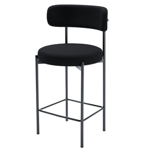 Lot de 2 chaises de bar bouclette grise anthracite Charlotte