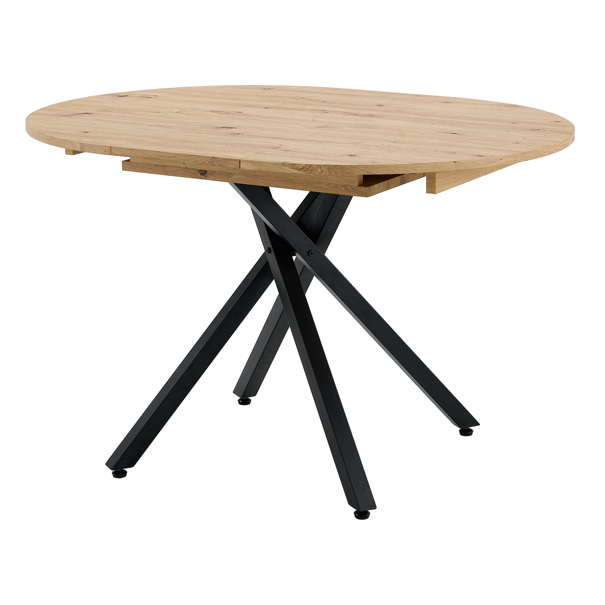 Mesa extensible – Roble rústico y negro