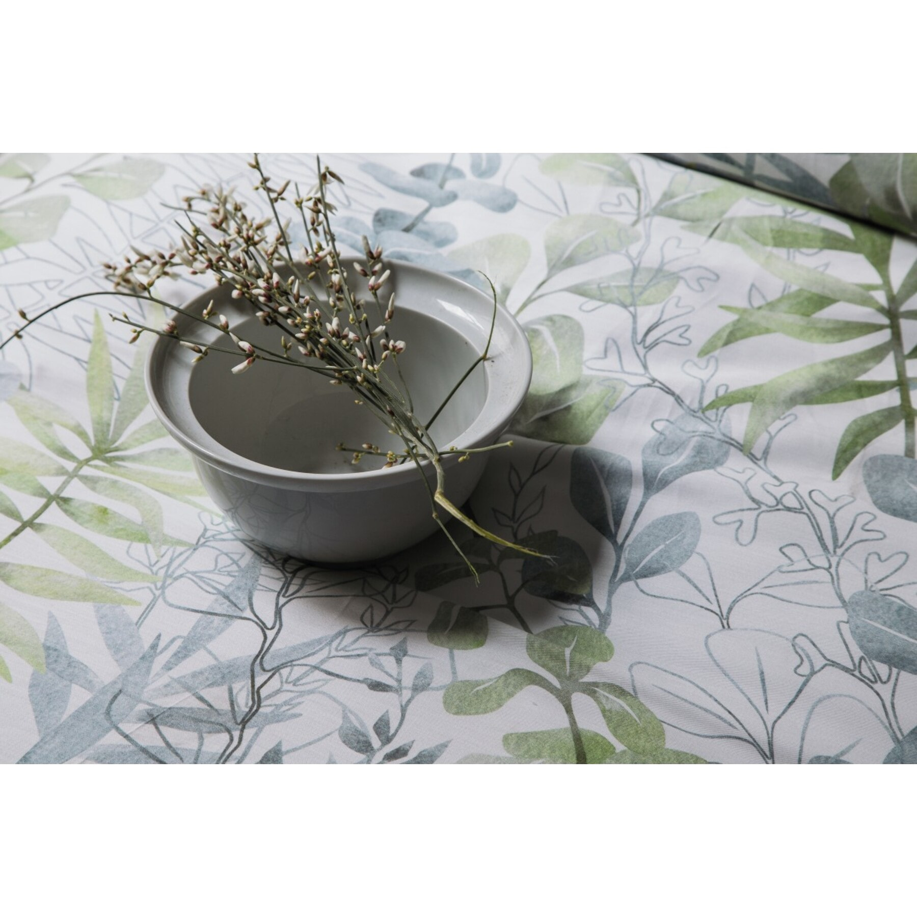 Housse de couette + taie(s) oreiller satin de coton "Occale green"