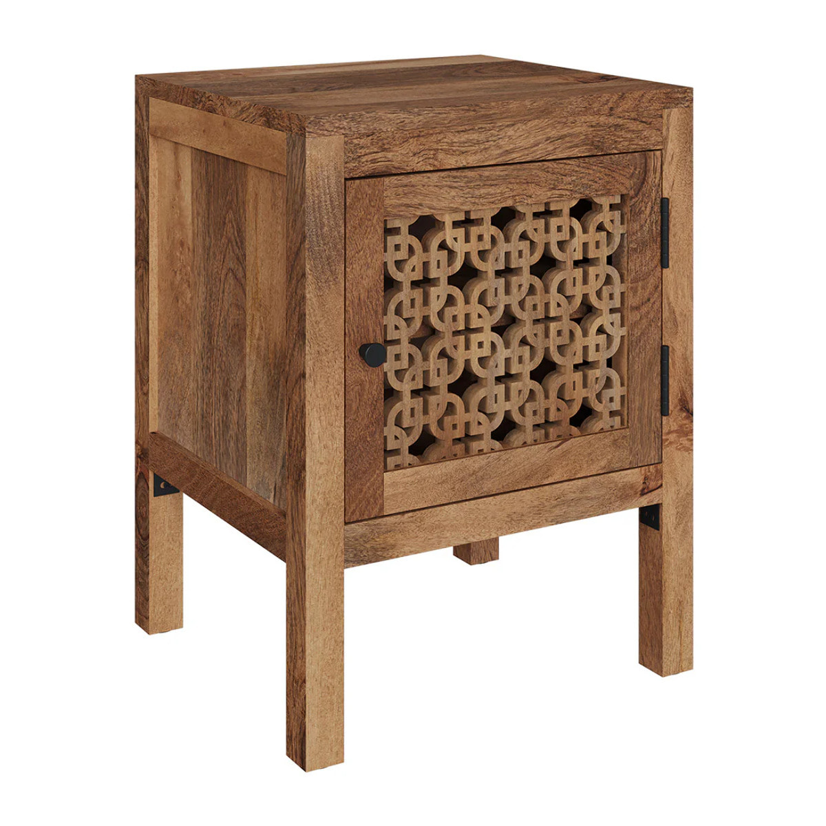 Table de chevet ajourée en bois de manguier - Jaya