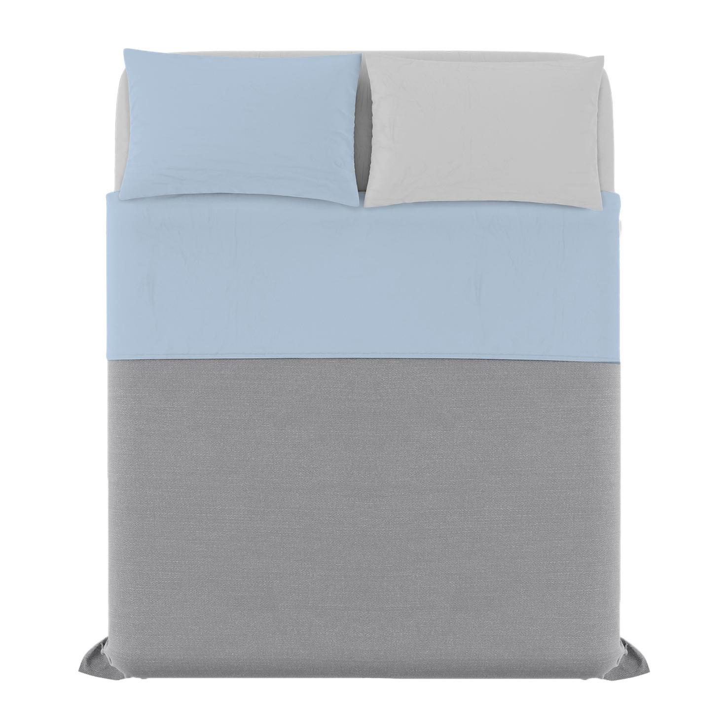 COMPLETO LETTO NATURAL COLOUR MADE IN ITALY COTONE-AZZURRO/GRIGIO CHIARO MATRIMONIALE