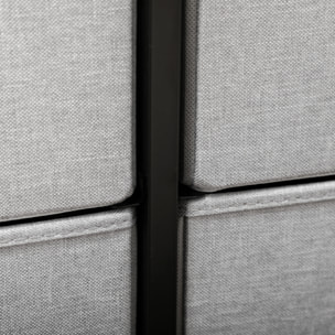 Commode meuble de rangement 8 tiroirs pliables châssis acier noir plateau aspect bois non tissé gris