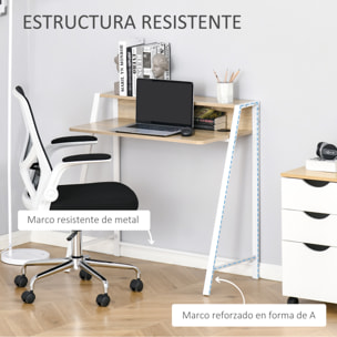 HOMCOM Escritorio Mesa de Ordenador 84x45x85 cm con Encimera de Madera y Patas de Metal Estilo Moderno para Oficina Estudio Dormitorio Carga 20 kg Roble