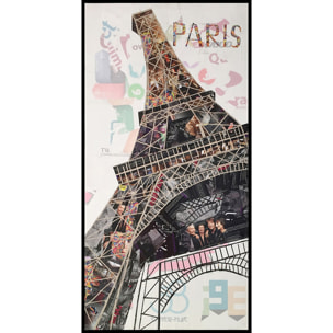 Quadro collage Torre Eiffel Parigi in carta riciclata 52x102 cm