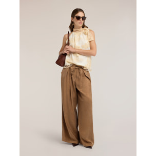 Motivi - Pantaloni palazzo con pieghe in lyocell - Verde militare
