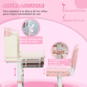 Juego de Escritorio y Silla para Niños de +3 Años con Altura Ajustable Rosa