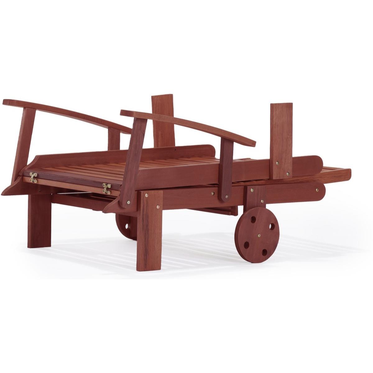 Bain de soleil pliant en bois exotique ''Tokyo'' - Mahogany - Marron acajou - Lot de 2