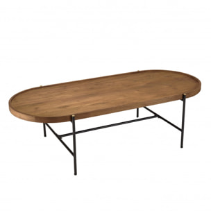 ALIDA - Table basse ovale 140x63cm plateau en bois de teck recyclé