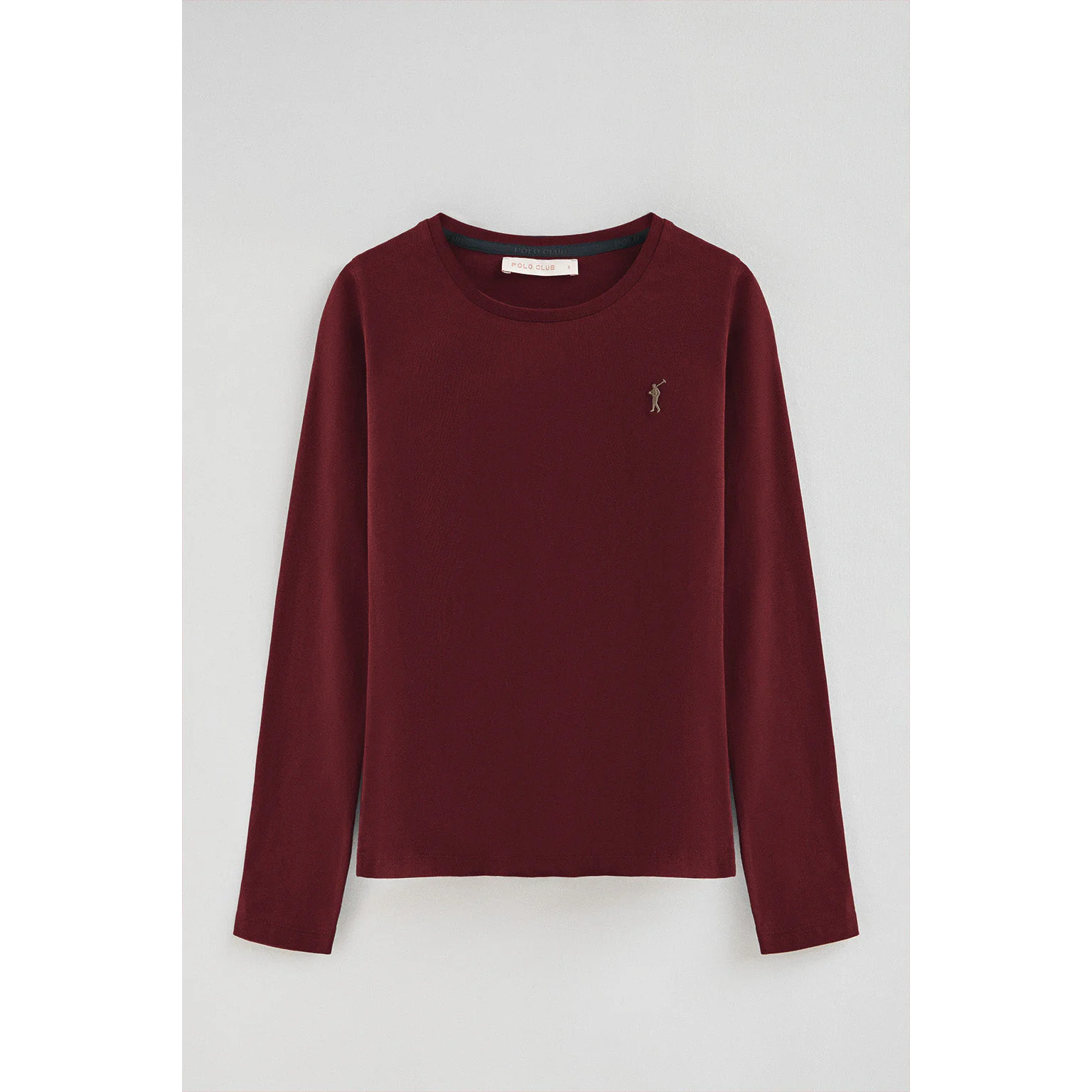 Camiseta granate de manga larga y cuello redondo con logo bordado Rigby Go