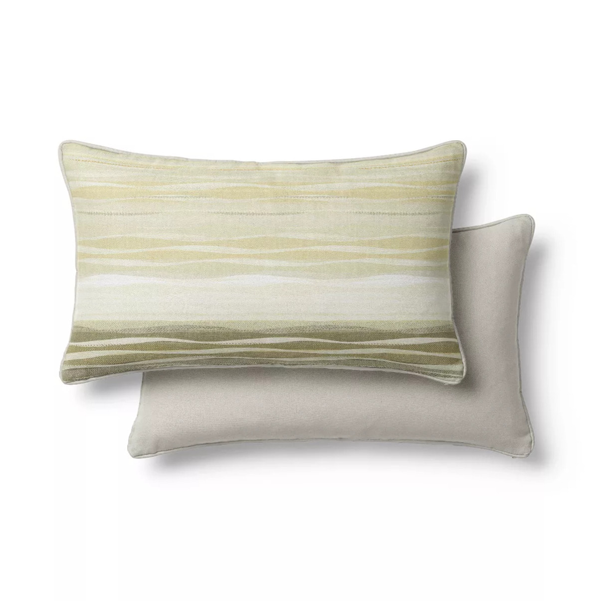 Lot de 2 taies satin de coton imprimé jaune ecru Strates limoni