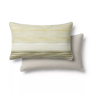 Lot de 2 taies satin de coton imprimé jaune ecru Strates limoni