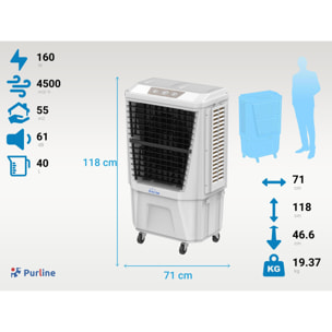 Climatizador evaporativo de gran caudal y 3 velocidades RAFY 180 PURLINE