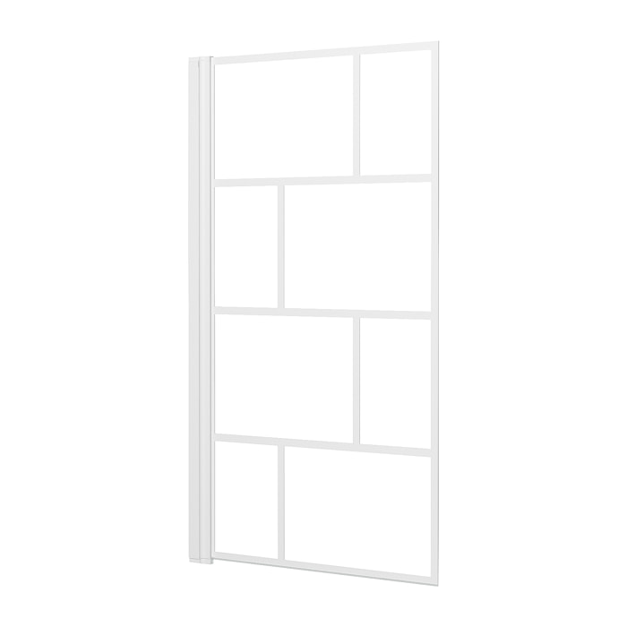 Pare Baignoire Rabattable 75x125cm - Sérigraphie Briques Blanches - Verre Trempé 4mm