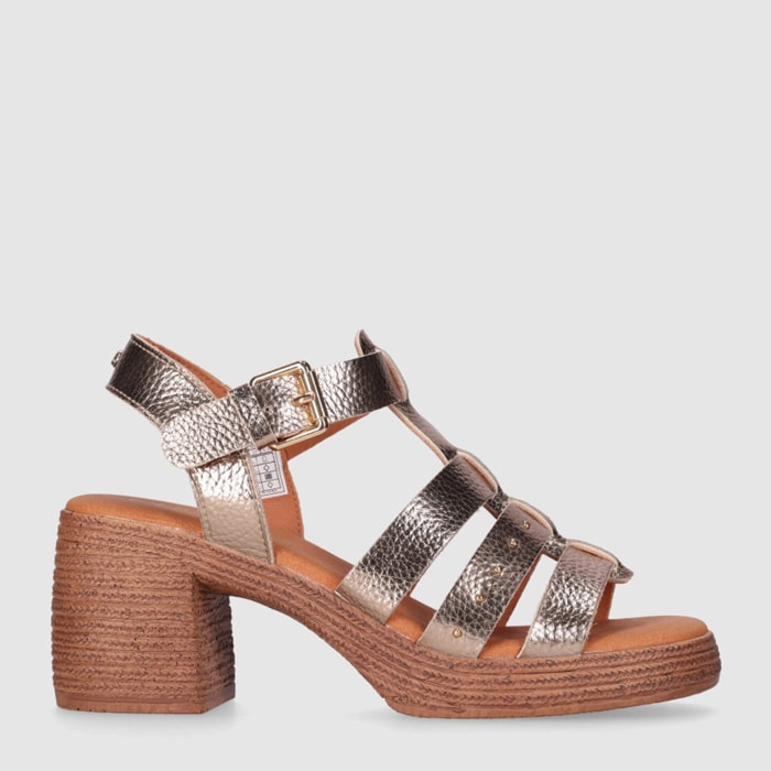 Sandalias de Piel - Oro - Tacón: 7 cm