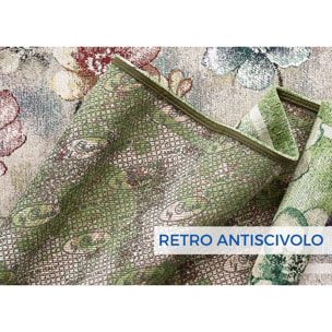 Tappeto Jacquard Ideale Cucina Ingresso Made In Italy Antiscivolo, Lavabile, Morbido Disegno Emily Verde By Suardi